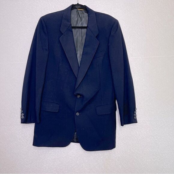 Christian Dior Vintage Two Button Sports Coat Blazer Navy 41L - Picture 1 of 5